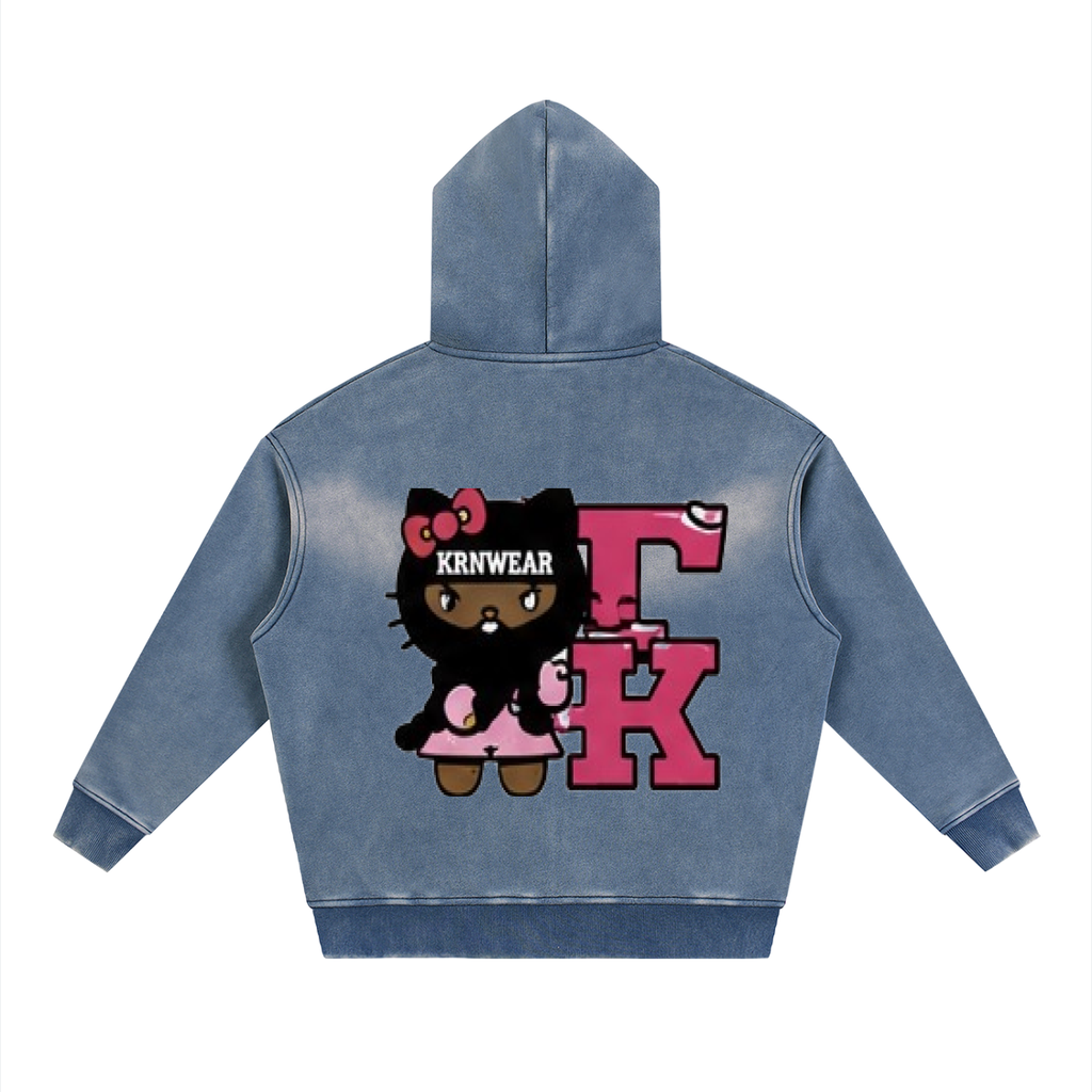 Sunfade Two-way Zipper Boxy Fleece Hoodie