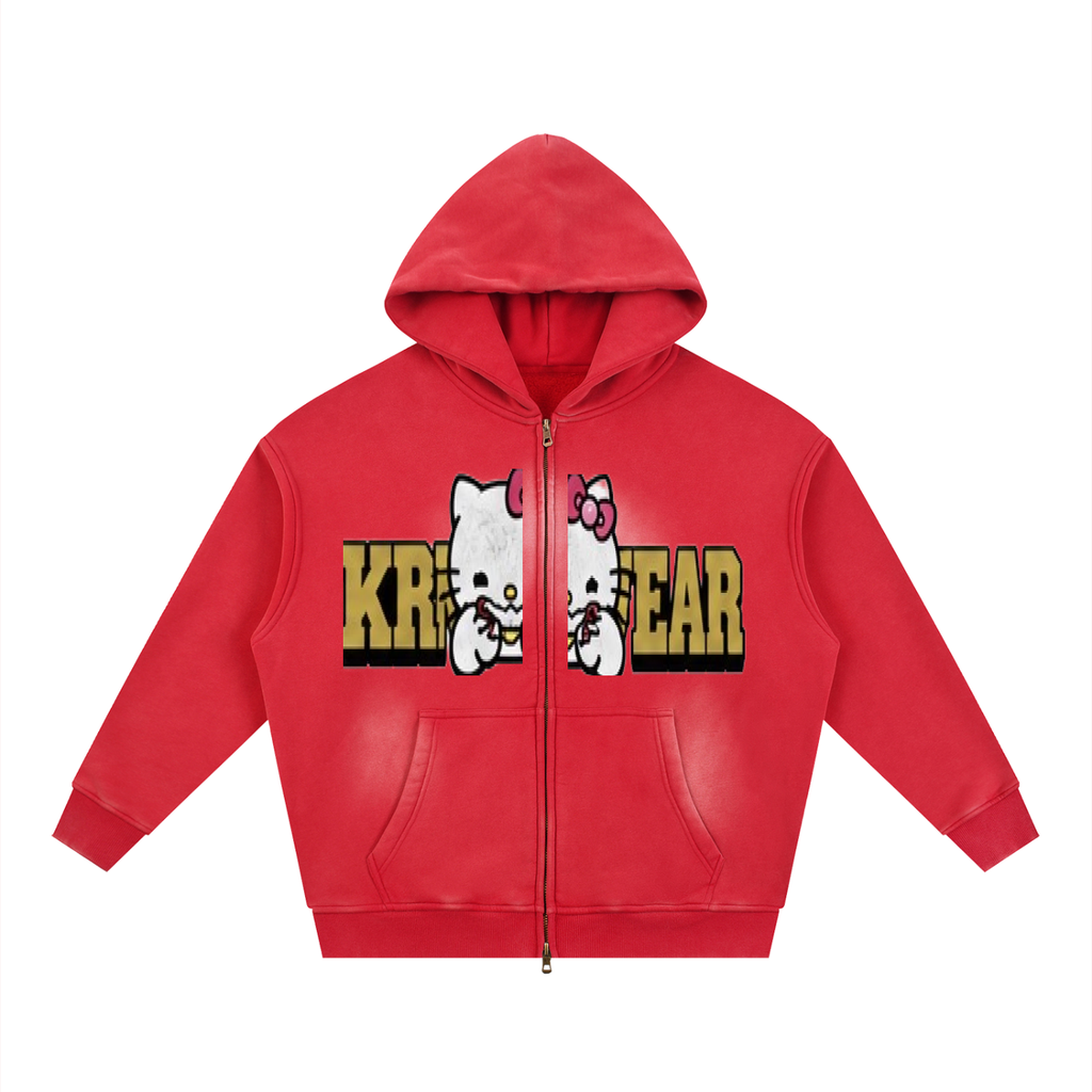 Sunfade Two-way Zipper Boxy Fleece Hoodie