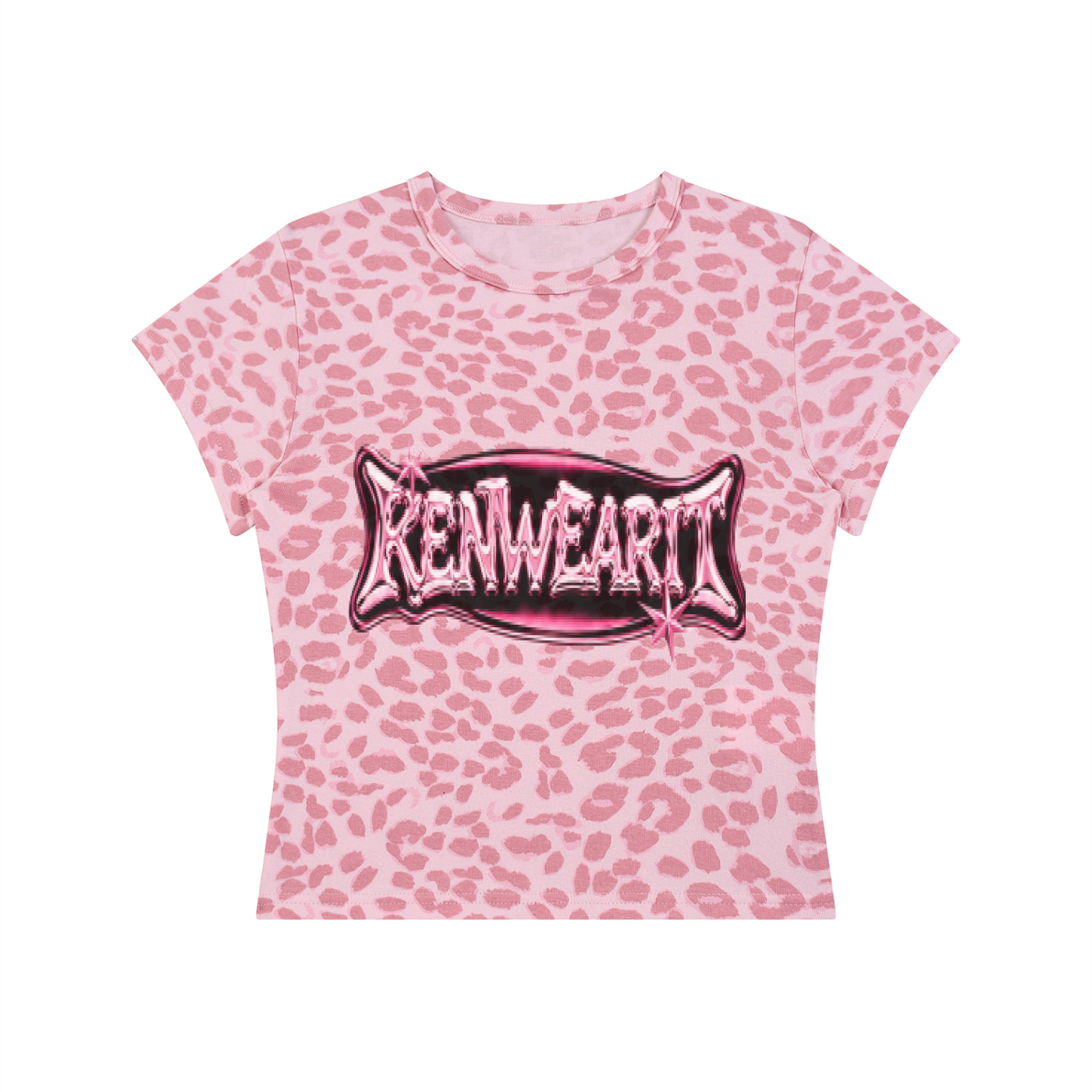 'KENWEARIT' PINK LEOPARD PRINT TEE