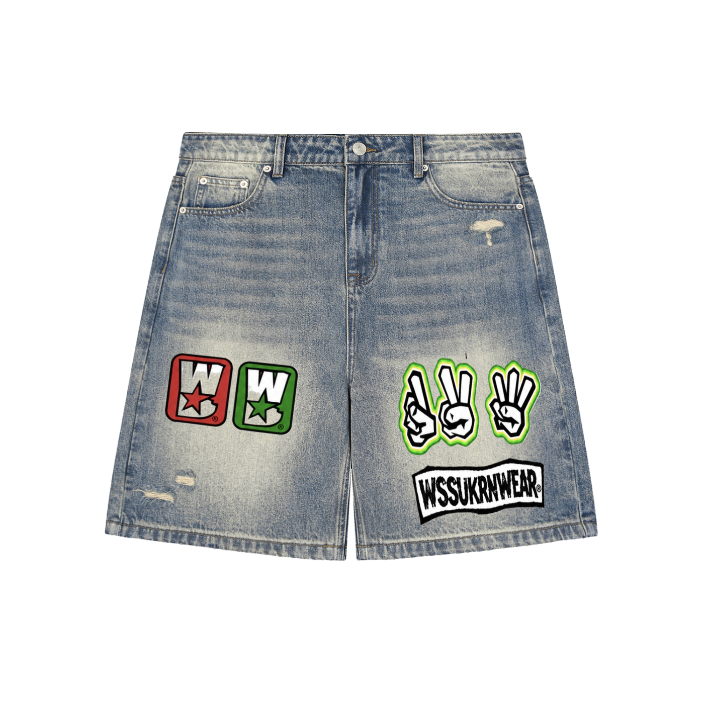 'WSSUKRNWEAR'  DENIM JORTS